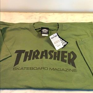 NEW Men’s THRASHER tee in olive green MEDIUM